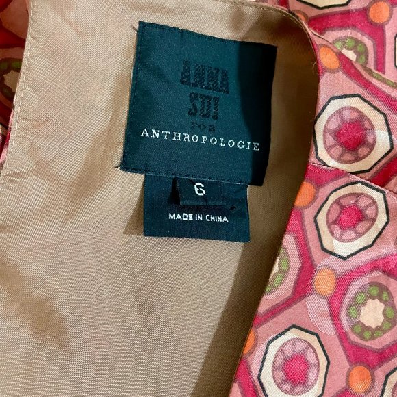 Anna Sui for Anthropologie Fiery Tiers Silk Dress - Picture 6 of 8